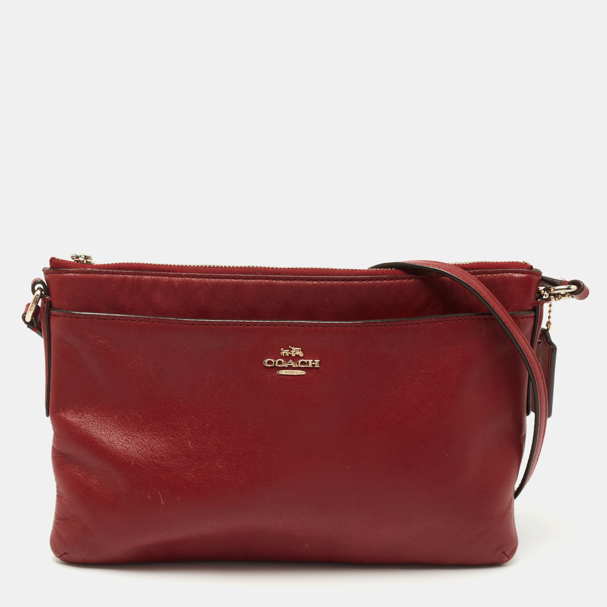 Coach Red Leather East/West Swingpack Crossbody Bag